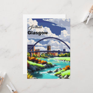 Glasgow Travel Postcard, Glasgow Travel Art, Scotl Invitation