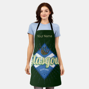 Glasgow UK City Scotland Retro Bagpipes Vintage Apron