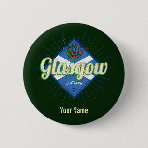 Glasgow UK City Scotland Retro Bagpipes Vintage Lu 6 Cm Round Badge