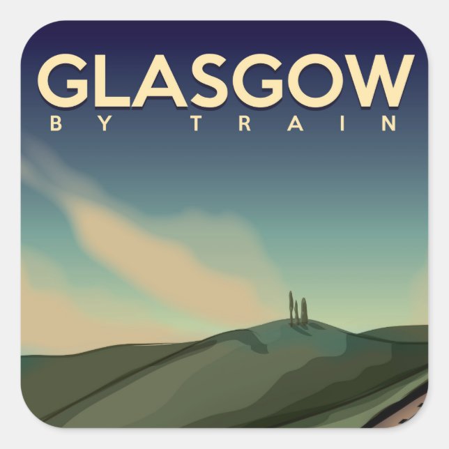 Glasgow vintage train poster square sticker (Front)