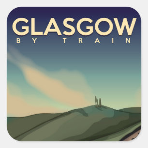 Glasgow vintage train poster square sticker