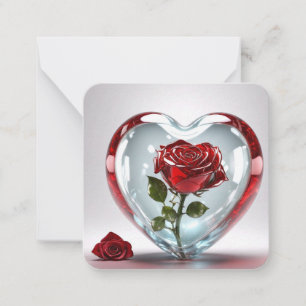 Glasherz mit Rosen-Karte / Glass heart with roses Card