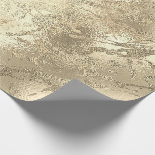 Glass Abstract Sepia Gold Marble Shiny Metallic Wrapping Paper
