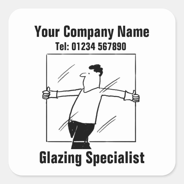 Glass and Glazing Cartoon Square Sticker (Front)
