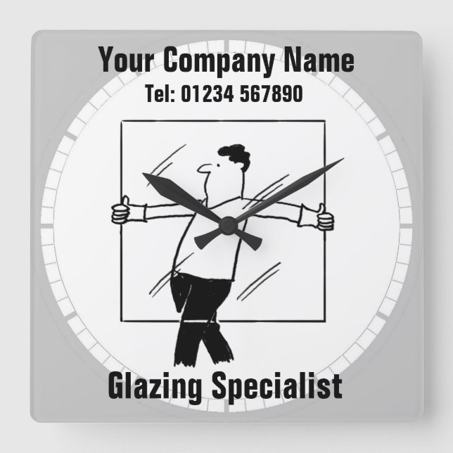 Glass and Glazing - Glazier Square Wall Clock (Front)