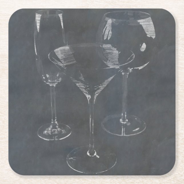 Glass Barware Square Paper Coaster (Front)
