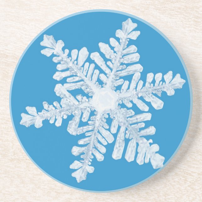 Glass-base Snow crystal / Ice-crystal Coaster (Front)