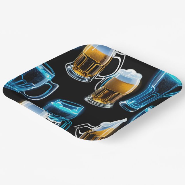 Glass Beer Mugs Paper Plate (Angled)