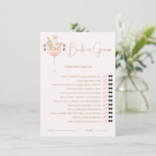 Glass Beige Wildflowers Bride or Groom Game Card