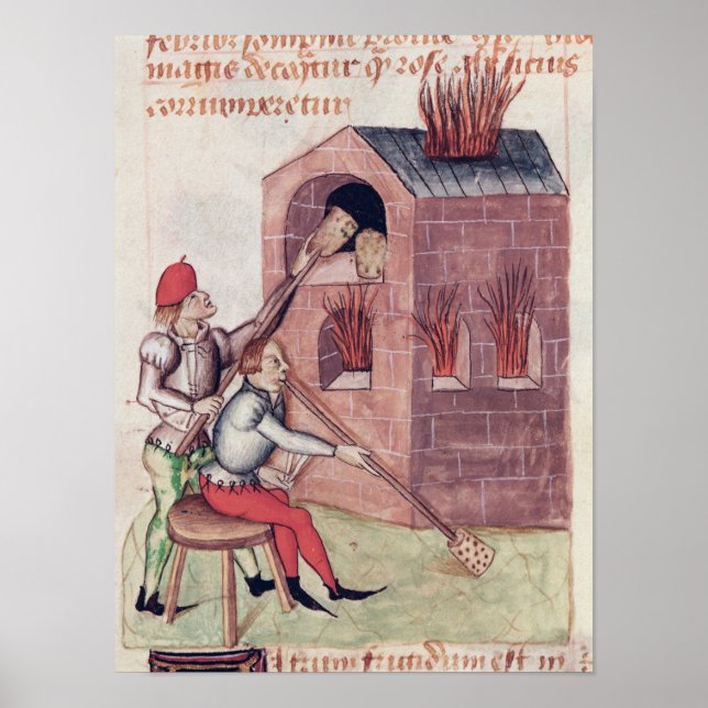 Glass blowers, from 'Tractatus de Herbis' Poster (Front)