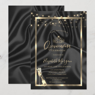 Glass Bottle Blue Roses Pampas Grass Quinceanera Invitation