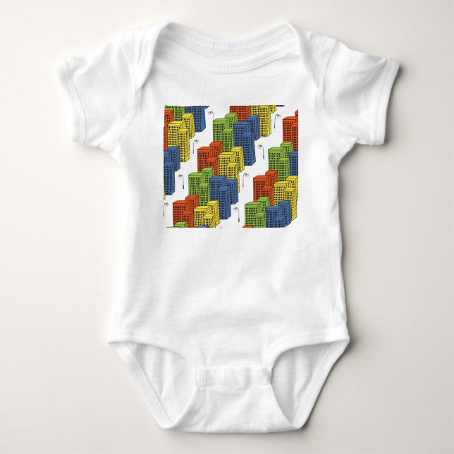 Glass Bottles, Abstract Pattern Design. Baby Bodysuit (Front)