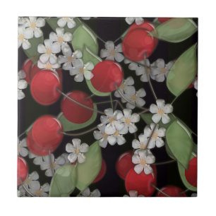 Glass, cherry, red , 3D Ceramic Tile