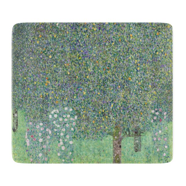 GLASS CHOPPING BOARD : GUSTAV KLIMT : ROSEBUSHES (Front)