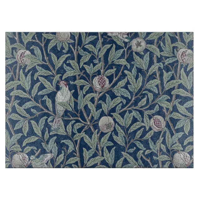 GLASS CHOPPING BOARD : MORRIS : POMEGRANATES (Front)