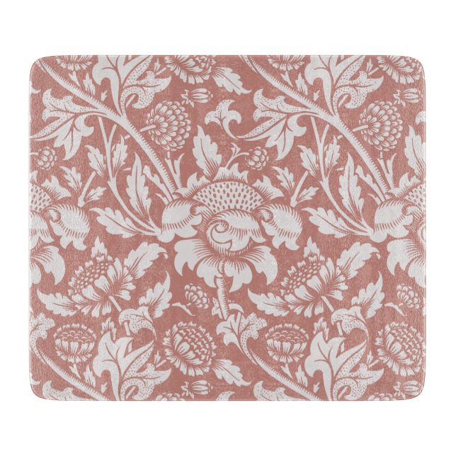 GLASS CHOPPING BOARD : WILLIAM MORRIS : FLORAL (Front)