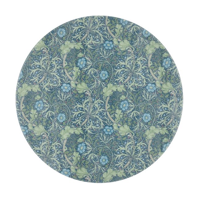 GLASS CHOPPING BOARD : WILLIAM MORRIS : SEAWEED (Front)