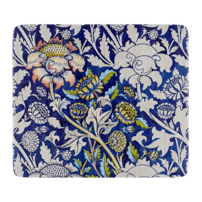 GLASS CHOPPING BOARD : WILLIAM MORRIS: WATERCOLOUR (Front)