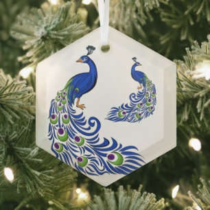 Glass Christmas Ornament-Peacocks  Tree Decoration