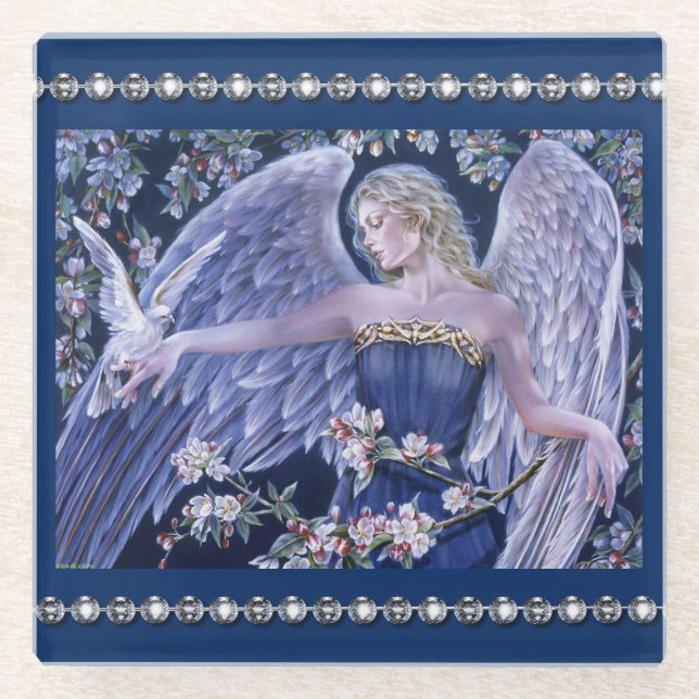 Glass Coaster/Angel and Diamonds Coaster (Front)