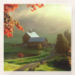 Glass Coaster/Barn and Pasture Coaster