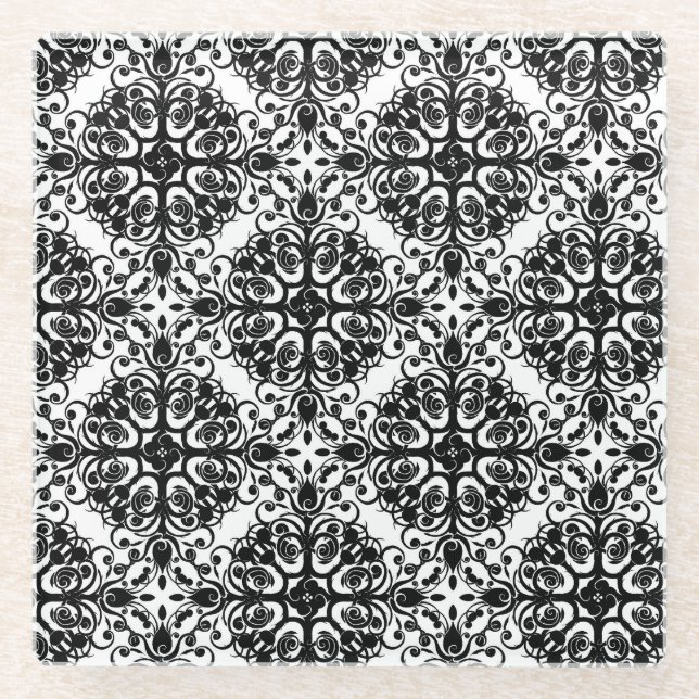 Glass Coaster/Black and White Pattern Coaster (Front)