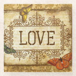 Glass Coaster/Butterfly Love Coaster
