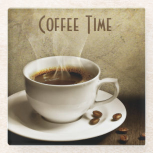 Glass Coaster/Coffee Time Glass Coaster