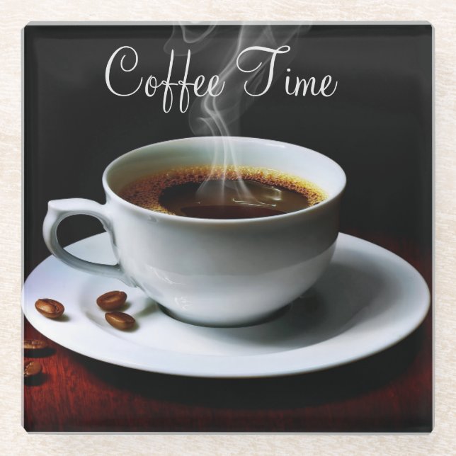 Glass Coaster/Coffee Time Glass Coaster (Front)