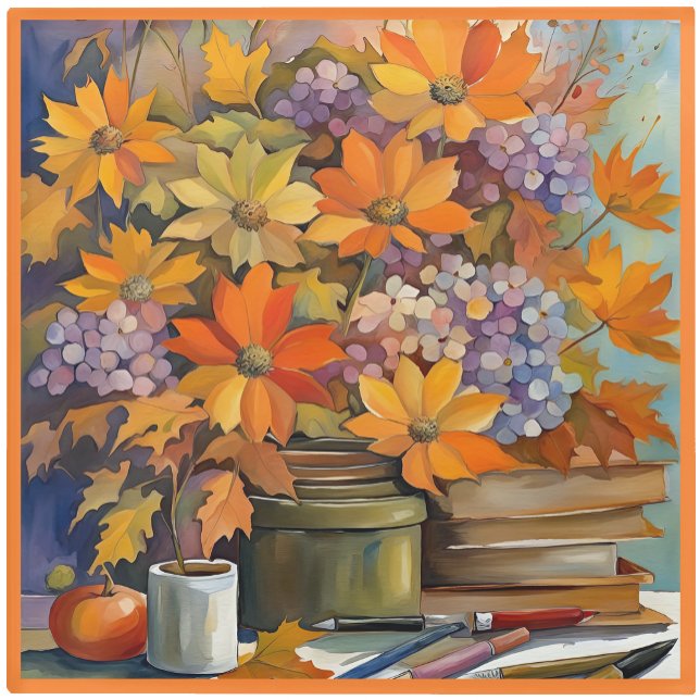 Glass COASTER - Golden Shades of Orange & Violet (Creator Uploaded)