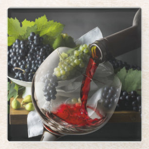 Glass Coaster-Grapes & Wine Glass Coaster