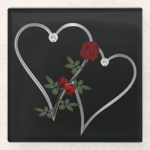Glass Coaster/Hearts and Roses Coaster