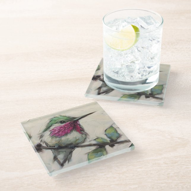 Glass Coaster - Hummingbird (Angled)