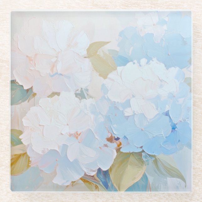 Glass Coaster, Hydrangeas in Watercolor Coaster (Front)