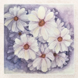 Glass Coaster Lavender African Daisies