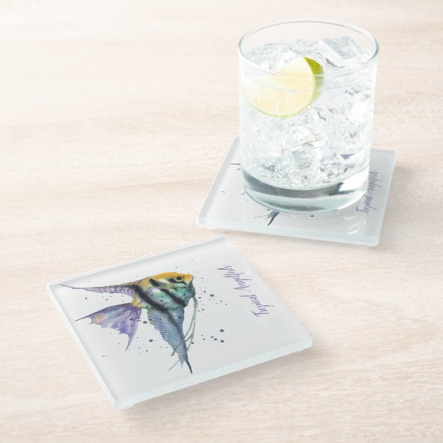 Glass Coaster - Nautical Tropical Angelfish (Angled)