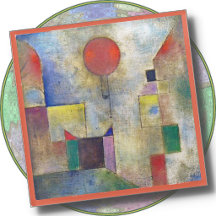 GLASS COASTER - "Red Balloon" by Artist Paul Klee