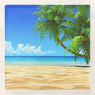 Glass Coaster-Tropical Beach Coaster