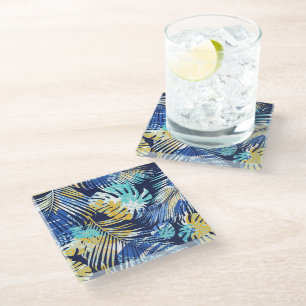 Glass Coaster Tropical Palms Print