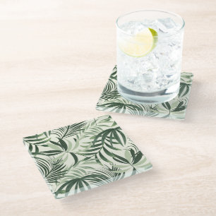 Glass Coaster Tropical Palms Print