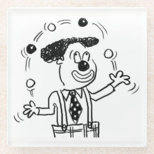 Glass Coaster with a Juggler Juggling Illustration
