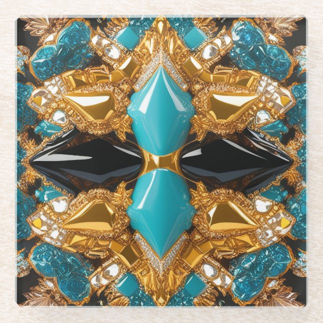 Glass coaster with Bahamas Colours (Front)