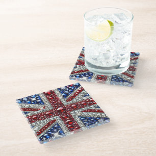 Glass coaster with British Colours