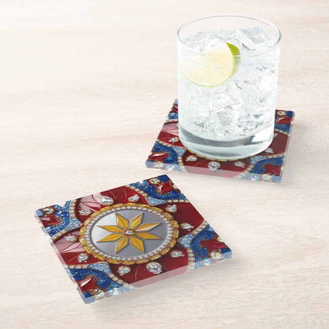 Glass coaster with Colombian Colours (Angled)