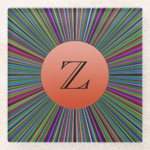 Glass Coaster With ColorBurst Monogram Lite Red