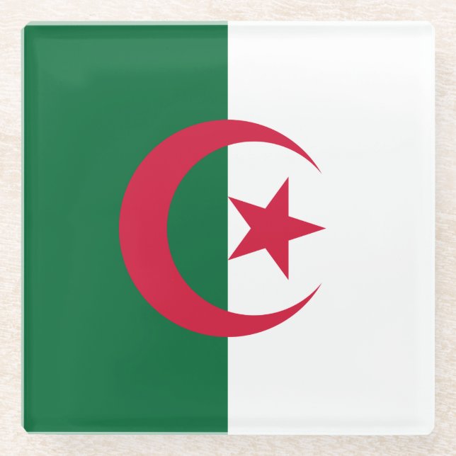 Glass coaster with flag of Algeria (Front)
