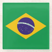 Glass coaster with flag of Brazil