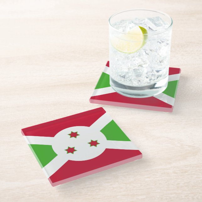 Glass coaster with flag of Burundi (Angled)