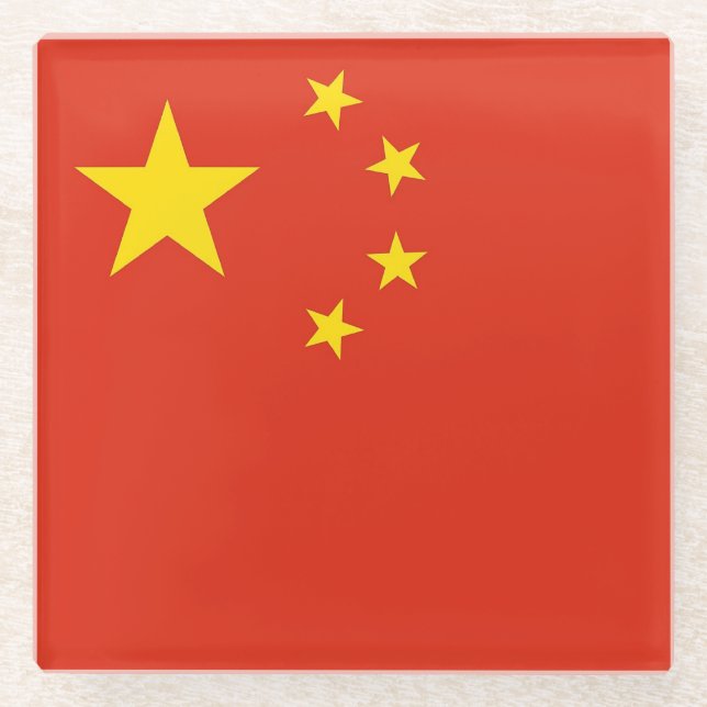 Glass coaster with flag of China (Front)