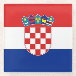 Glass coaster with flag of Croatia